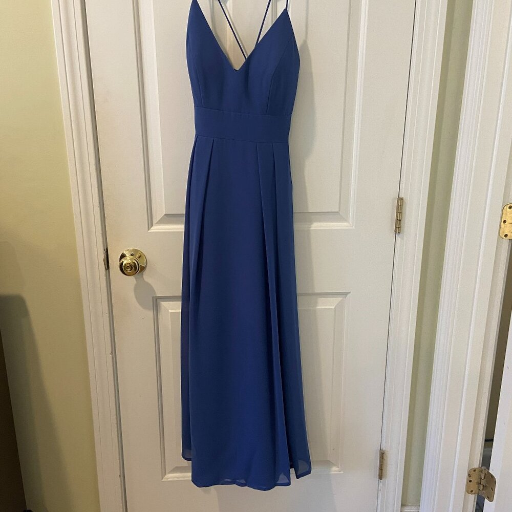 After Six blue spaghetti sleeves formal dress size 6  bridesmaid cocktail or pro